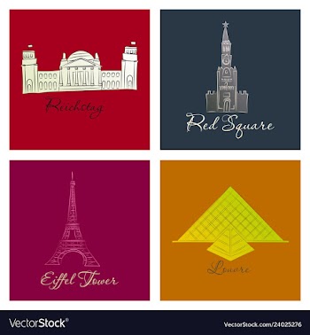 Famous place and monument around the world vector image