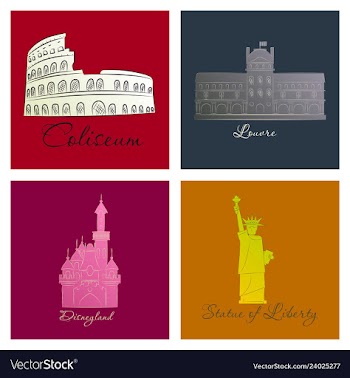 Famous place and monument around the world vector image