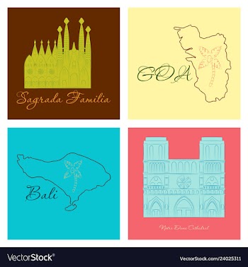 Famous place and monument around the world vector image