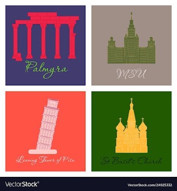Famous place and monument around the world vector image