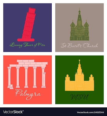 Famous place and monument around the world vector image