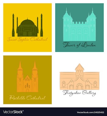 Famous place and monument around the world vector image