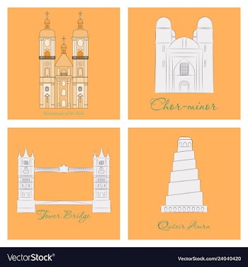 Famous place and monument around the world vector image