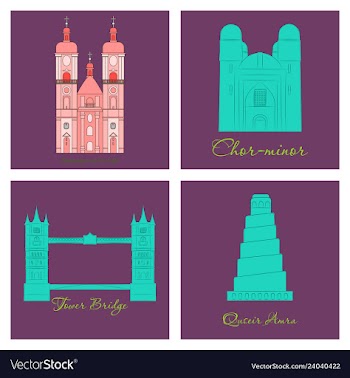 Famous place and monument around the world vector image