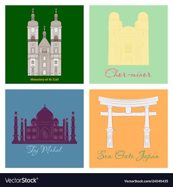 Famous place and monument around the world vector image