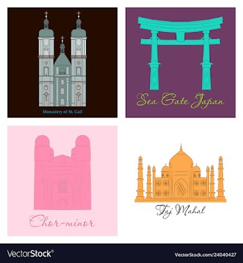 Famous place and monument around the world vector image
