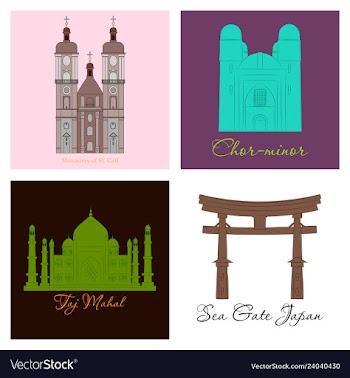 Famous place and monument around the world vector image