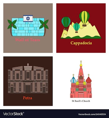 Famous place and monument around the world vector image