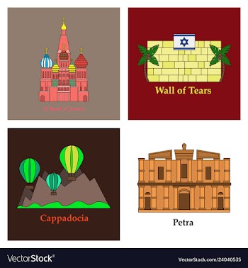 Famous place and monument around the world vector image