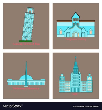 Famous place and monument around the world vector image