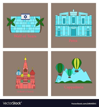 Famous place and monument around the world vector image
