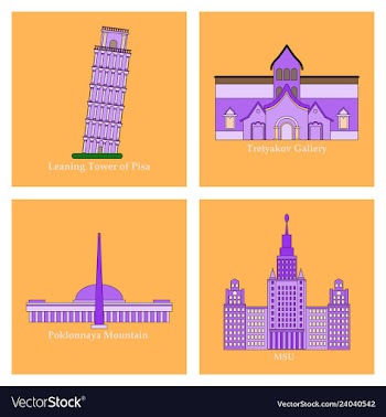 Famous place and monument around the world vector image