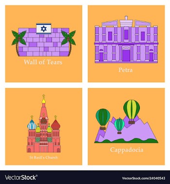 Famous place and monument around the world vector image