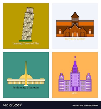 Famous place and monument around the world vector image