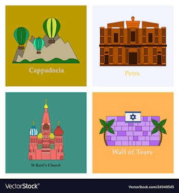 Famous place and monument around the world vector image