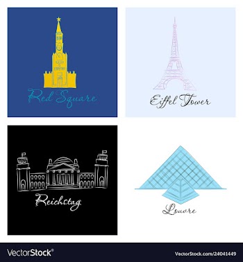 Famous place and monument around the world vector image