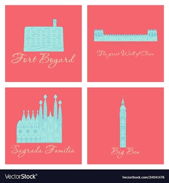 Famous place and monument around the world vector image