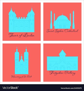 Famous place and monument around the world vector image