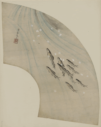 [Fan-shaped drawing of fish swimming | Free Photo - rawpixel