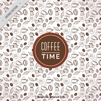 Fantastic coffee pattern with decorative items Free Vector