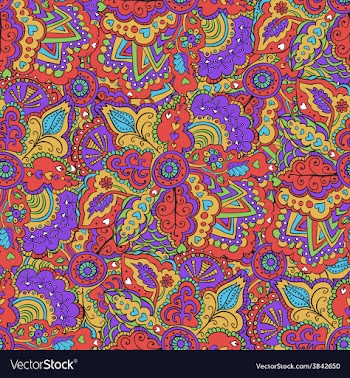 Fantasy colourful doodle seamless pattern vector image