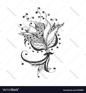  					Fantasy flower black and white tattoo pattern vector&nbsp;image														