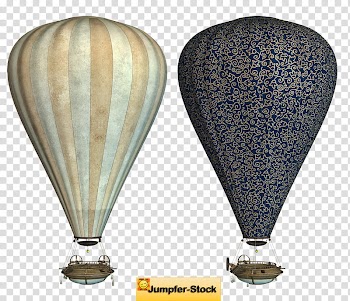 Fantasy Flying Machines , two black and beige hot air balloons transparent background PNG clipart