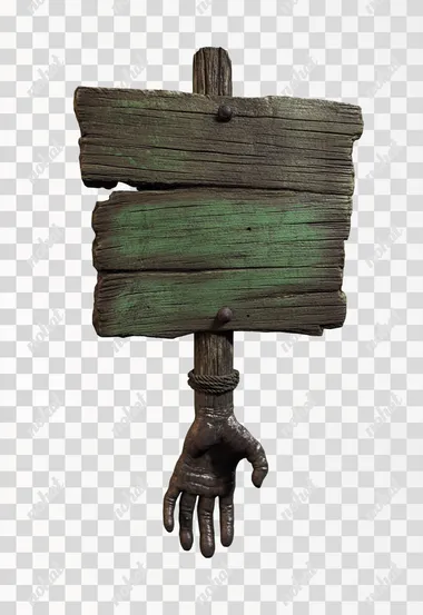 Fantasy Game Signpost with Protruding Arm Element