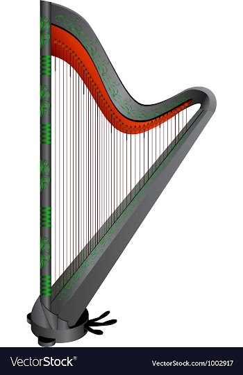  					Fantasy gothic harp vector image														