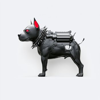 Fantasy Gun Design: Cartoon Pitbull with Spiked Collar