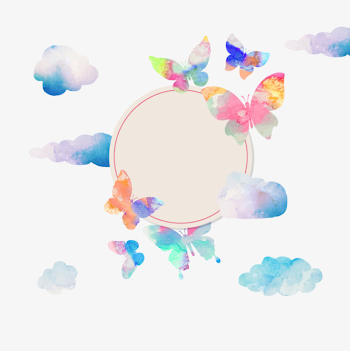 Fantasy Watercolor Butterfly Label Vector Material, Watercolor ...