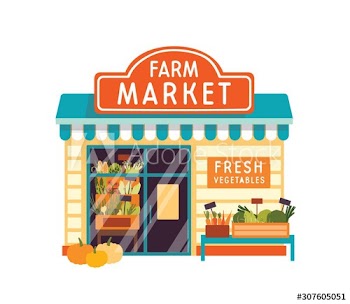 Farm market flat vector illustration