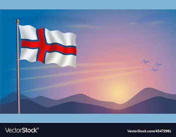 faroe islands flag in the morning sun