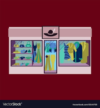 Fashion clothing store banner with shop interior vector image