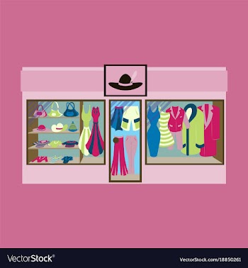 Fashion clothing store banner with shop interior vector image