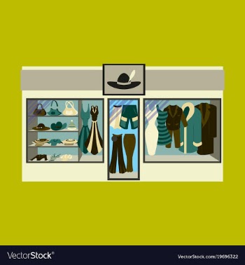 Fashion clothing store banner with shop interior vector image