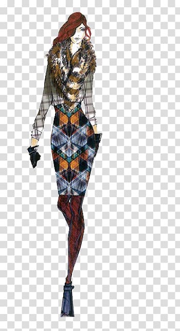 Fashion Designer Color Sketch, High-end women's fashion design illustration transparent background PNG clipart