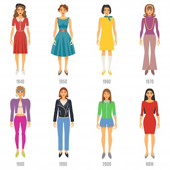Fashion evolution characters set Free Vector