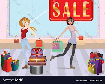 Fashion Girls at Shopping3 vector image