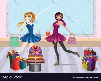 Fashion Girls at Shopping4 vector image