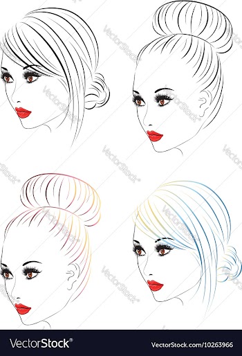 Fashion Hairstyles Lineart4 vector image