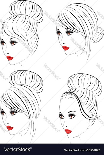Fashion Hairstyles Lineart5 vector image