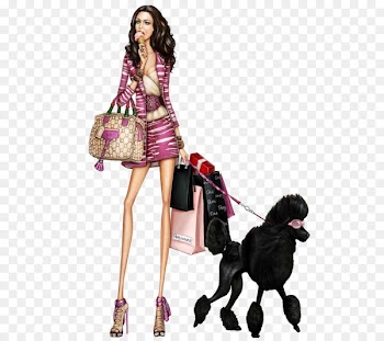 Fashion illustration Drawing Sketch - Shopping woman 