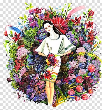 Fashion illustration Illustrator Drawing Illustration, Hand-painted flowers women transparent background PNG clipart