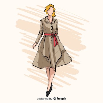 Fashion illustration with female model Free Vector