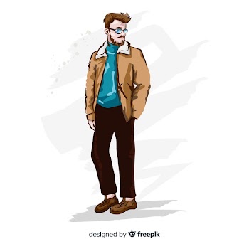 Fashion illustration with male model Free Vector