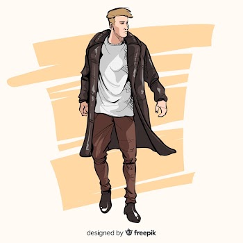 Fashion illustration with male model Free Vector