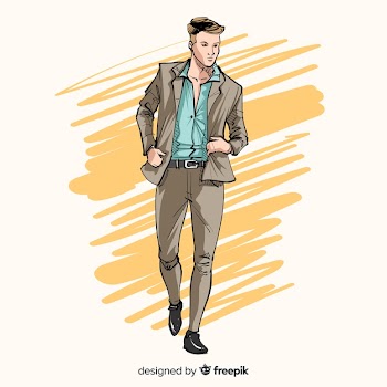 Fashion illustration with male model Free Vector