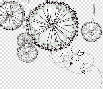 Fashion Line art, Hand-painted Dandelion transparent background PNG clipart