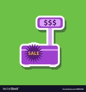 Fashion patch sale sticker cash machine sale vector image